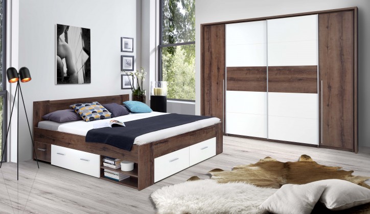 Dřevěná postel Cool 180x200 cm, dub, bílá