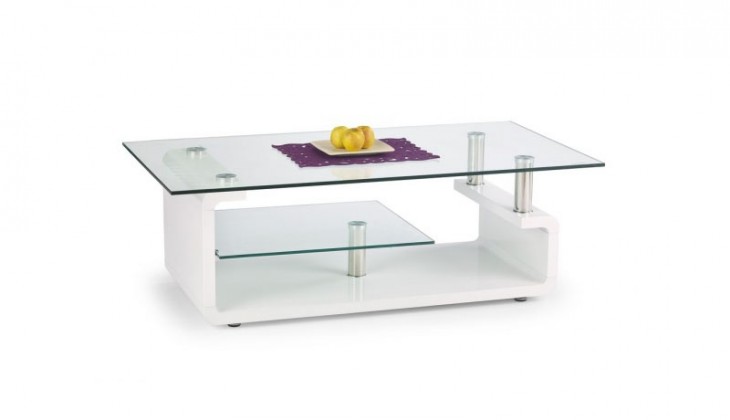 Konferenční stolek Cynthia (bílá / sklo)